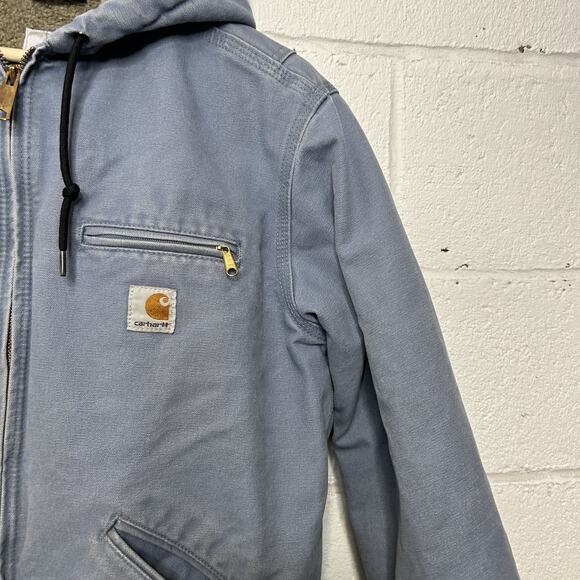 Vintage Carhartt Sherpa Hooded Detroit Jacket “Country Blue” - Picture 3 of 13